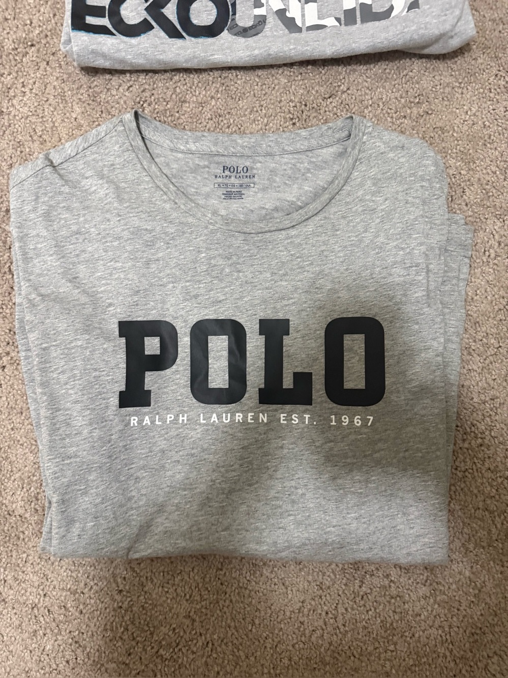 Polo by Ralph Lauren Gray Crewneck T-Shirt with Black Logo